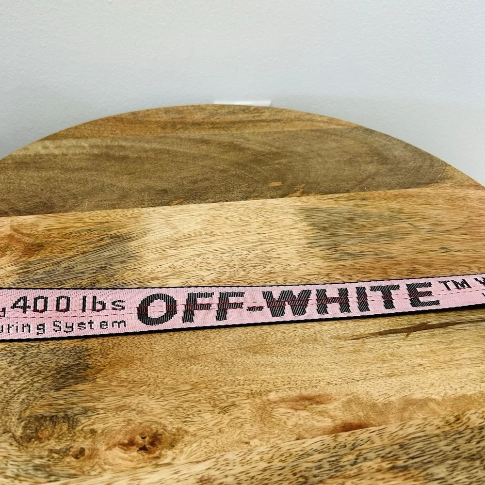 Off White Pink Industrial D-Ring Belt Tow Strap Overall Length 53